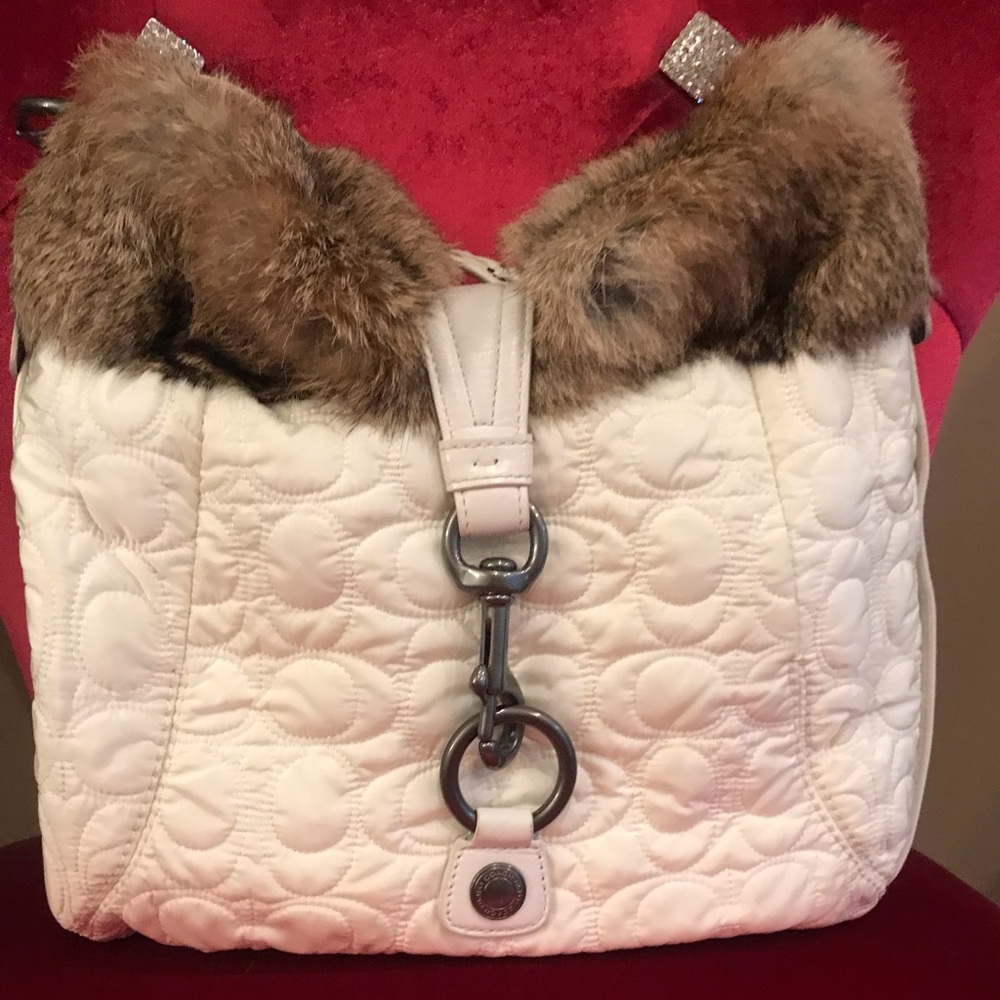 COACH Fur Trimmed Hobo